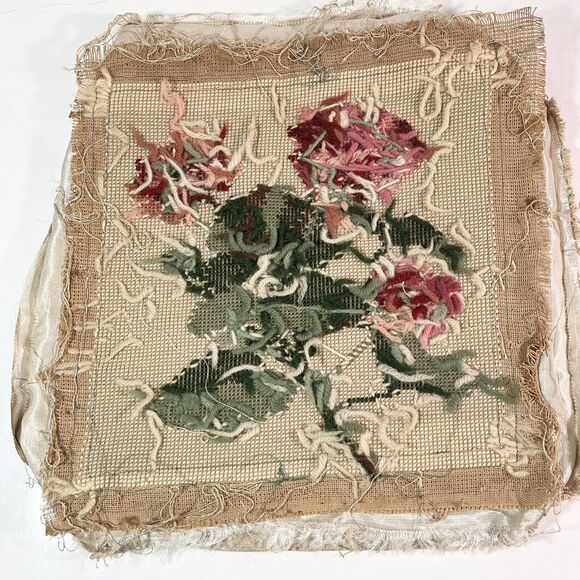 Vintage Crewel Embroidery Floral Hydrangea Pillow Case Boho Cottage Core - Picture 6 of 6